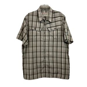 Redington Fly Fishing Short Sleeve Shirt Mens XXL Beige Plaid Pockets